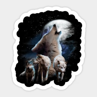 Space Wolves Cosmic Snow Wolf Howling At Moon Sticker